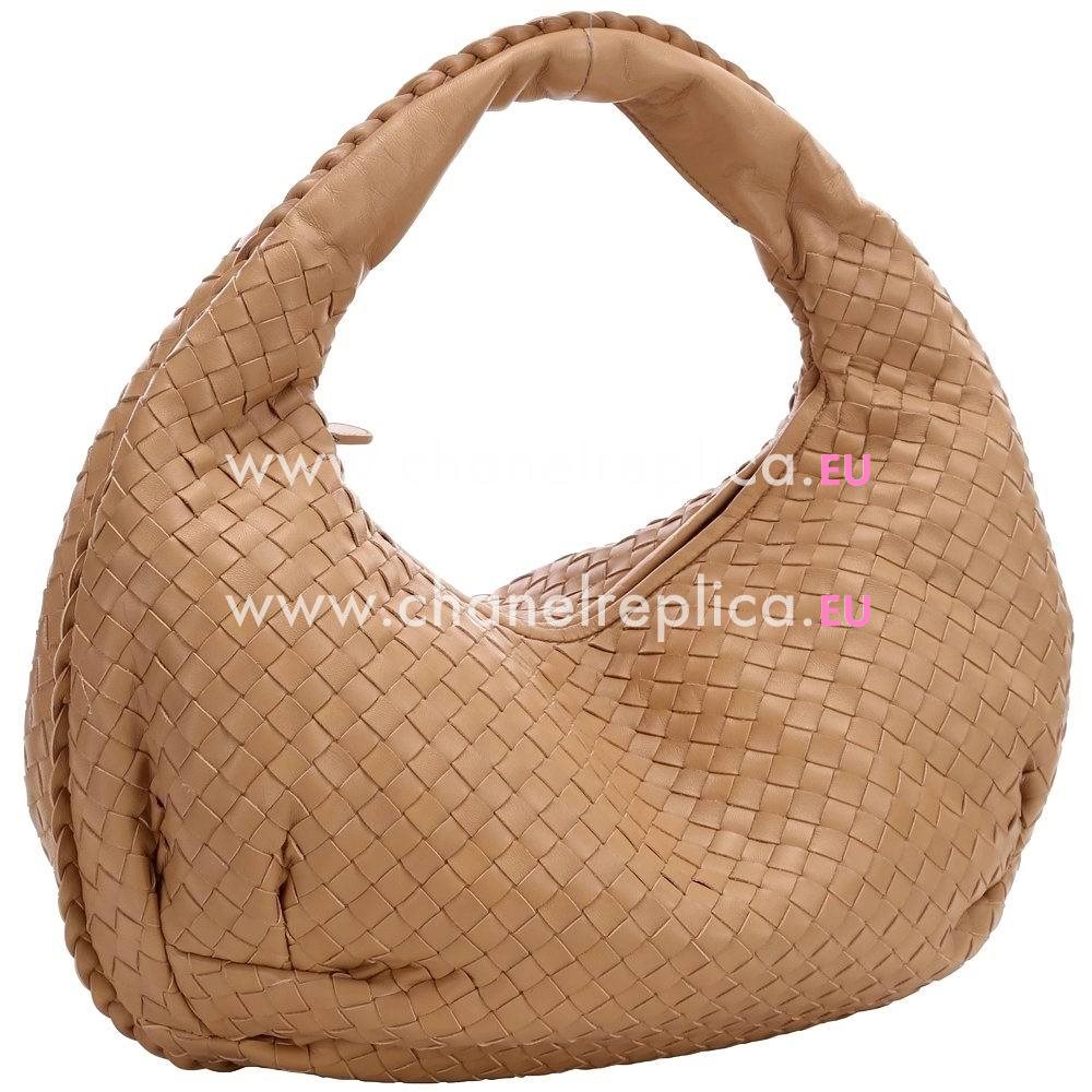 Bottega Veneta Classic Intrecciato Nappa Weave Falcate Shoulder Bag In Light Camel BV542536