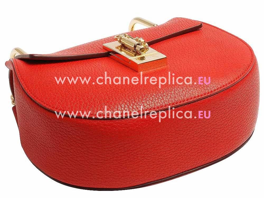Chloe Drew Grain Leather Golden Chain Mini Bag Red CH758747