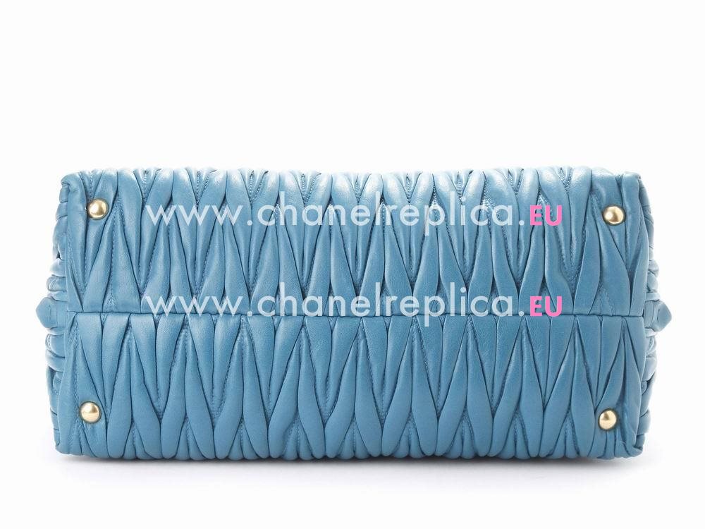 Miu Miu Matelasse Lamskin Handbag Peacock Blue RN1017