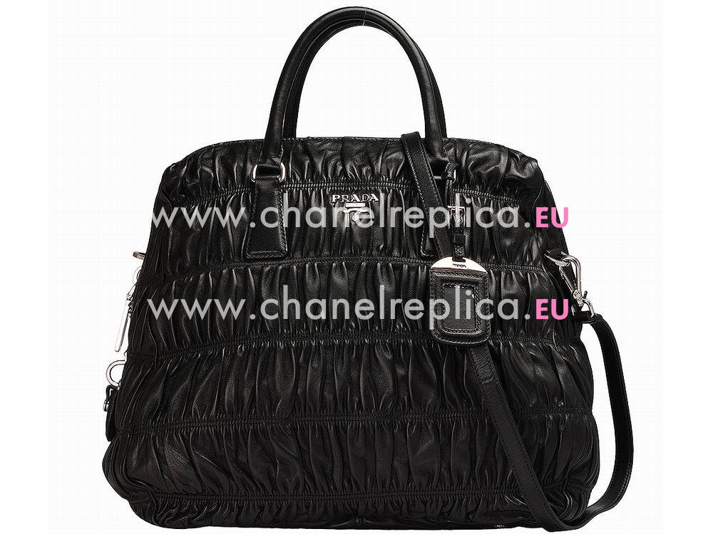 Prada Nappa Gaufre embossed Large Bag In Black PB1336L