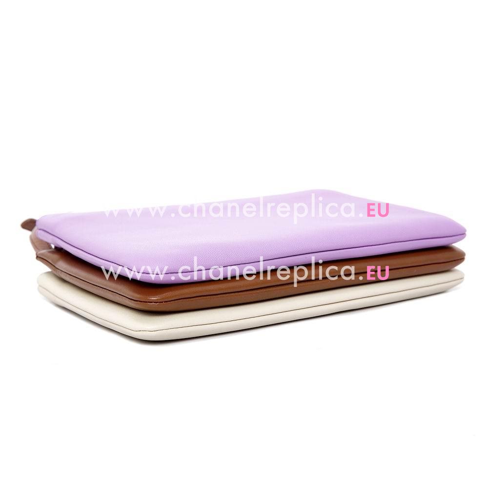 Celine Trio Classic Lambskin Shoulder Bag Purple/Brown/Crystal Cream C7010901