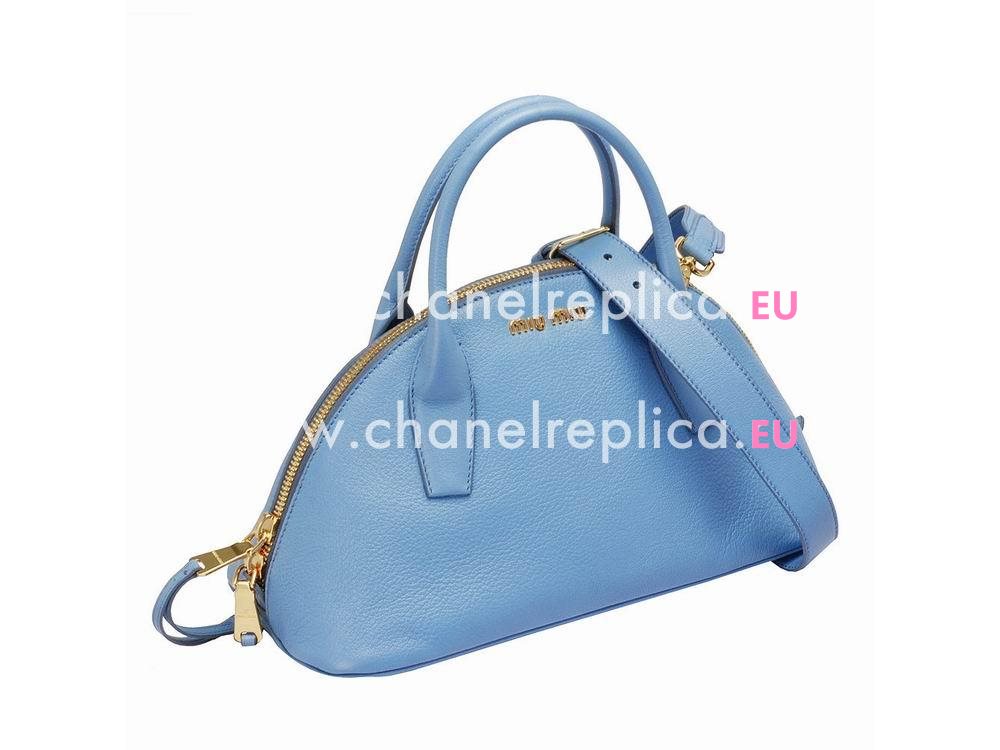 Miu Miu Madras Goat Skin Mini Handbag Light Blue MU5338