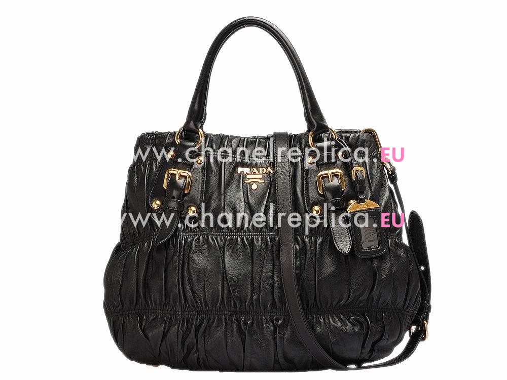 Prada Nappa Tessuto Gaufre Large Bag In Black PR531810