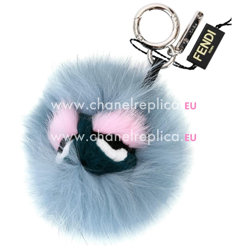 FENDI Grimmy Bag Bugs The Fox Pandent Gray Blue F6122801