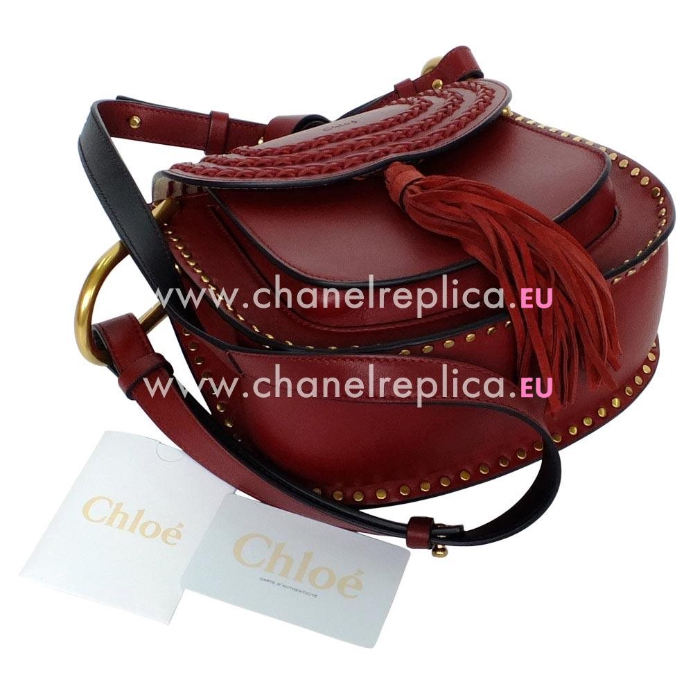 Chloe hudson Calfskin Shoulder Bag In Dark Red c678901