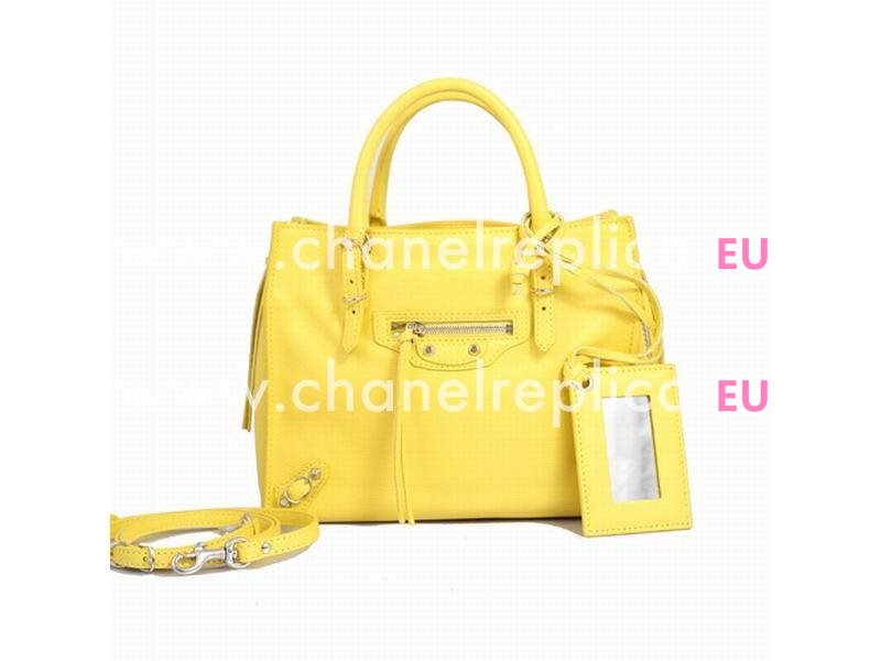 Balenciage Papier A4 Zip Calfskin Silvery hardware Mini Bag Mustard B370926