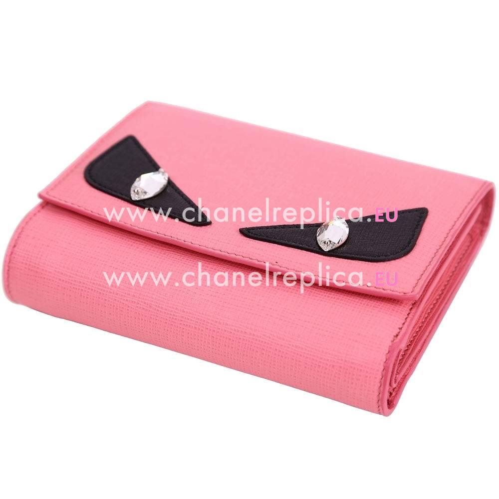 FENDI Monster Eye Cowhide Leather Wallets Pink F1548715