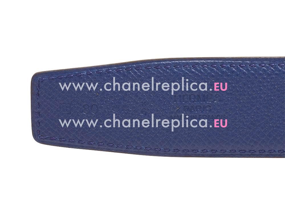 Hermes Gold H Buckle Sapphire Blue Epsom-Calfskin Two-sided Belt H596889