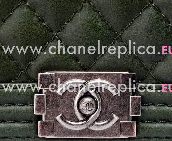 Chanel Medium Lambskin Boy Bag DarkGreen(Antique-Silver) A44576