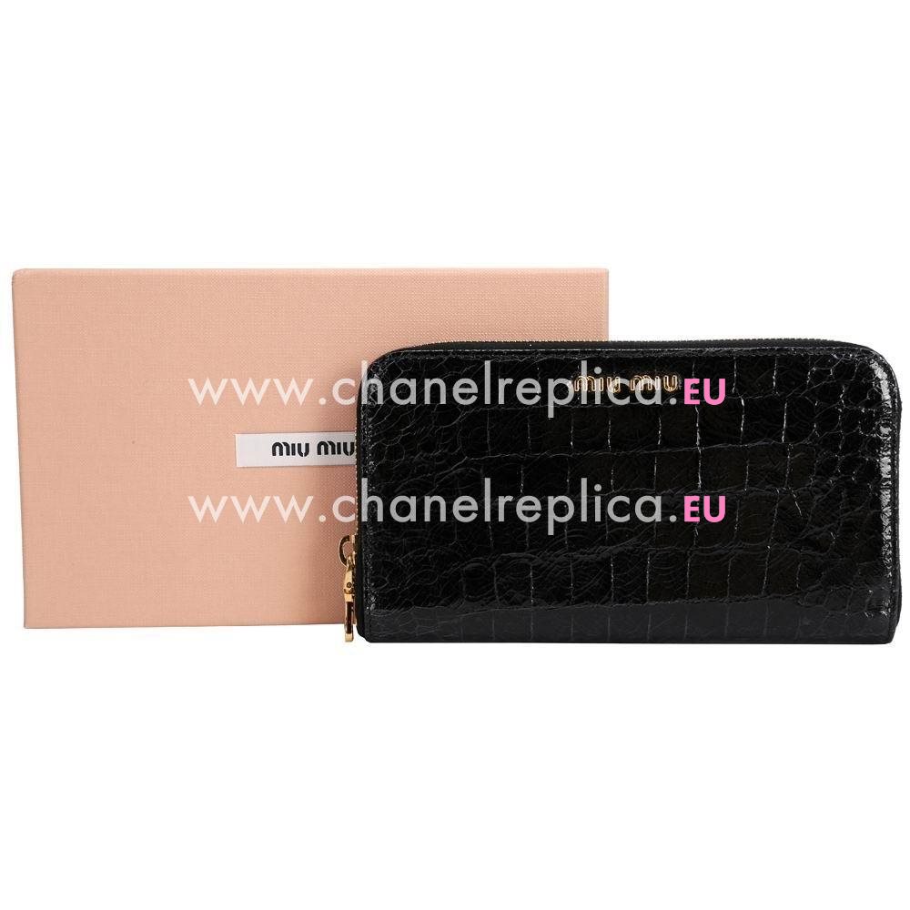 Miu Miu Crocodile Wallet In Black MM5111332