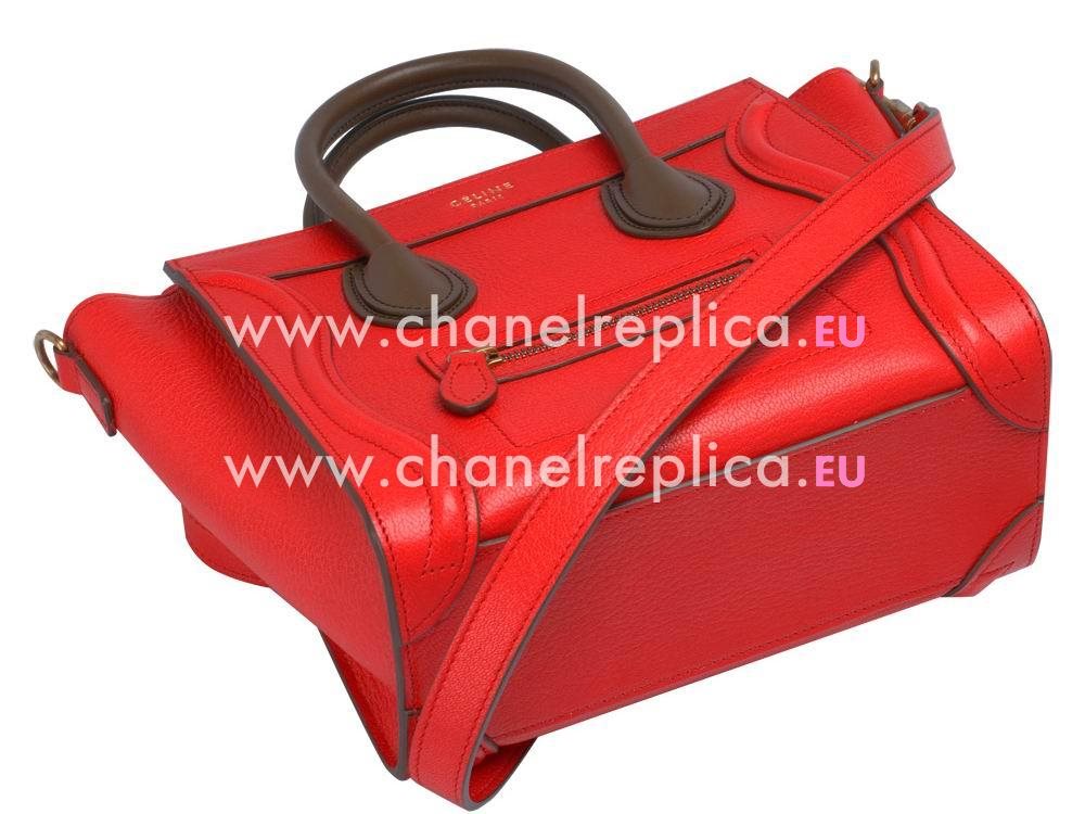 Celine Square Luggage Bubble Calfskin Nano Mini Bag Red/Black CE544544