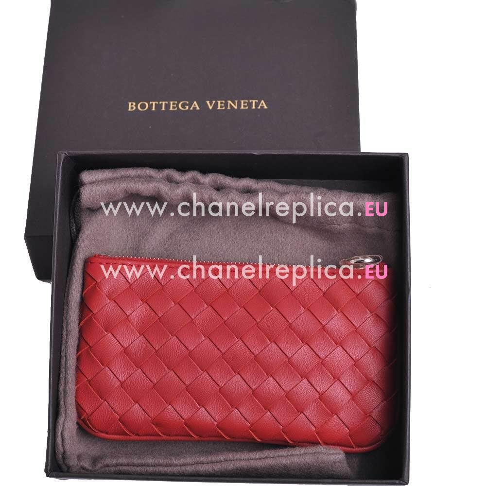 Bottega Veneta Classic Weave Nappa Change Purse In Red BV6112911