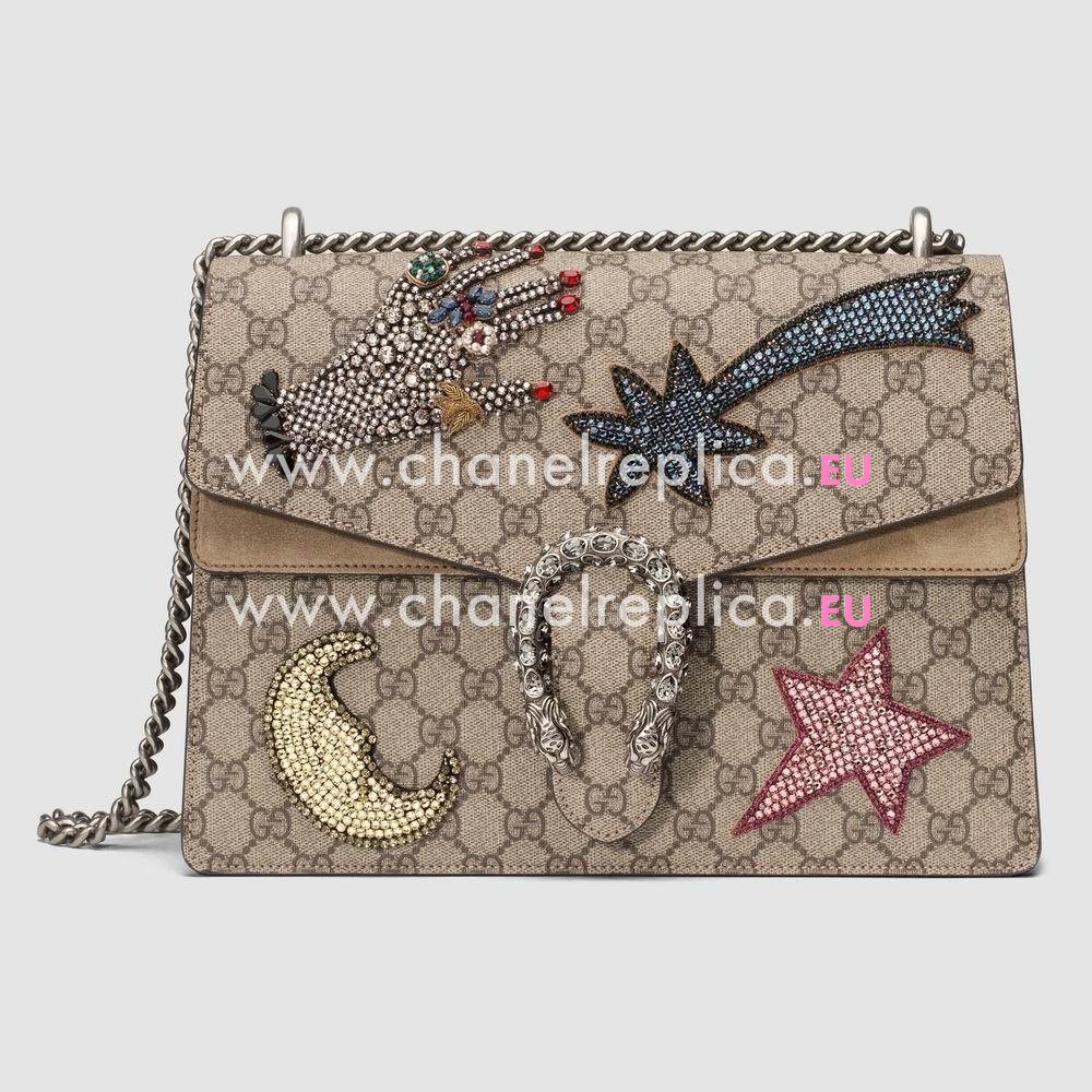 Gucci Dionysus embroidered GG Supreme Canvas shoulder bag Brown Style 403348 K2LKN 8701