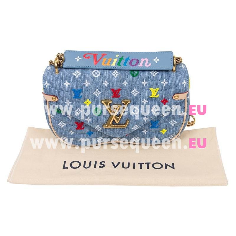 Louis Vuitton Denim Canvas New Wave Chain Bag MM Blue M53692