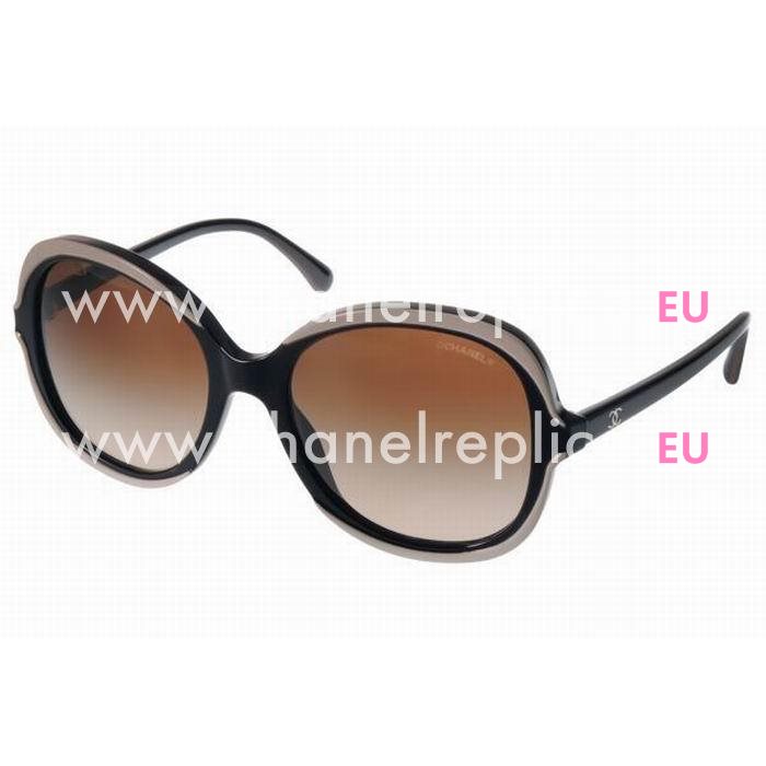 Chanel Plastic Frame Sunglasses Black apricot A7082802