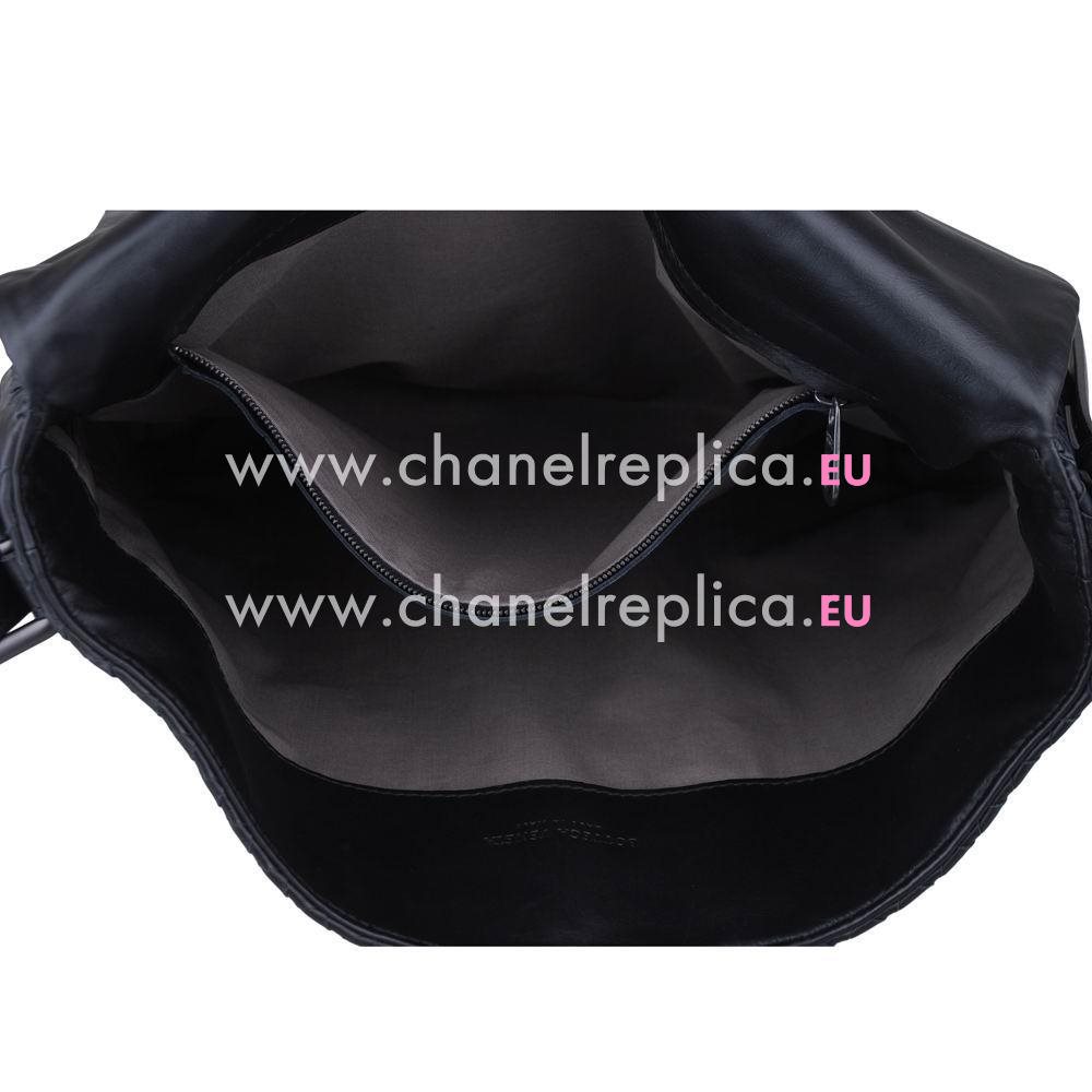 Bottega Veneta Classic Calfskin Woven Shouldbag Black B5356723