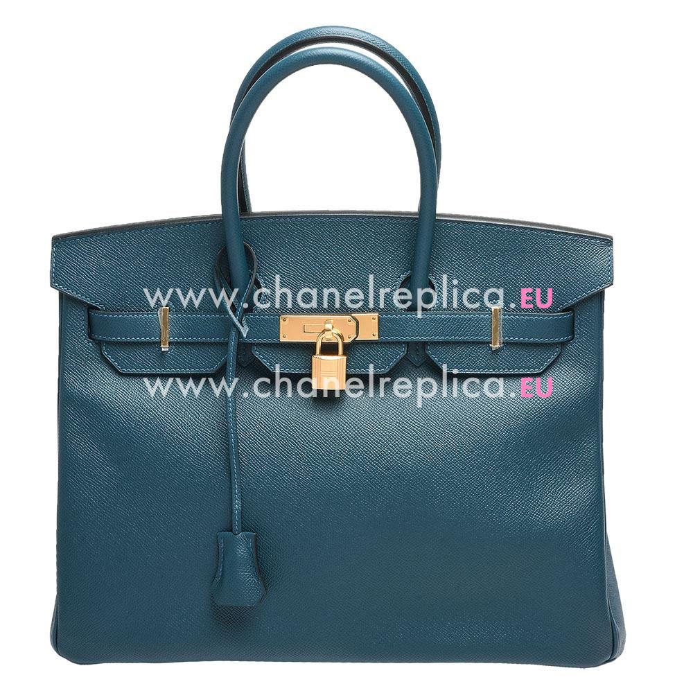 Hermès Birkin 35 Strong Blue Epsom Leather Gold Hardware Hand Sew H1035NVY