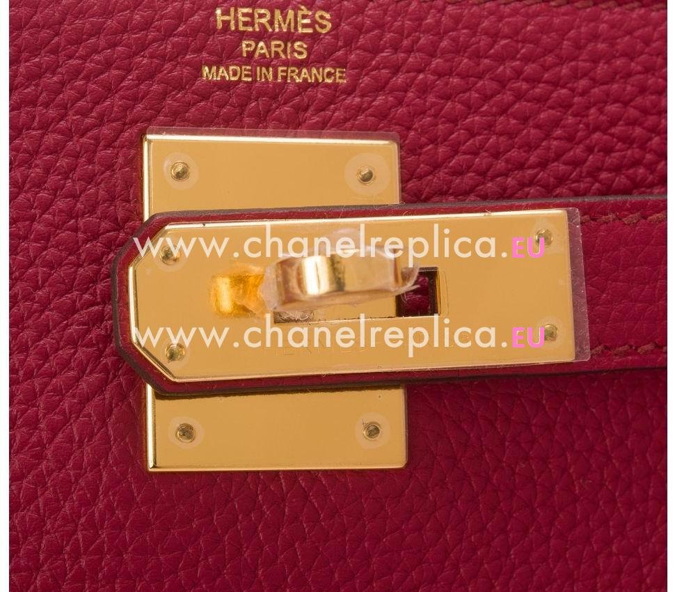 Hermes Kelly 28cm Rubis Togo Leather Gold Hardware Hand Sew Bag HK1028RTK