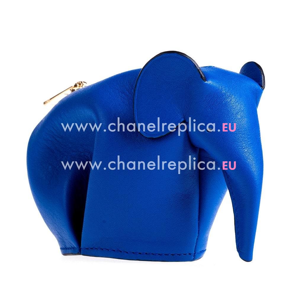 Loewe Animales Elephant Calfskin Wallet Royalblue L8011408