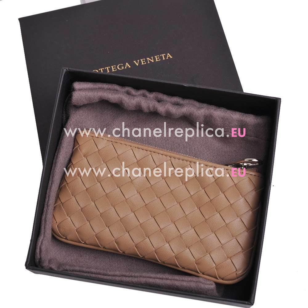 Bottega Veneta Classic Weave Nappa Change Purse In Camel BV6112914