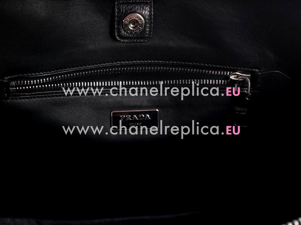 Prada Glace Calfskin Triangle Logo Handhand Black P467348