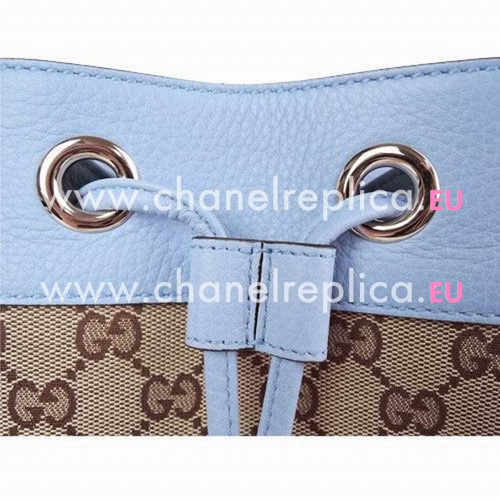 Gucci Plus GG Calfskin Weaving Shoulder Bag In Khaki Blue G559455