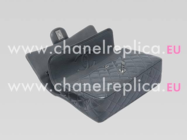 Chanel Patent Medium Flap Bag Blue Grey(Silver) A01112-BG