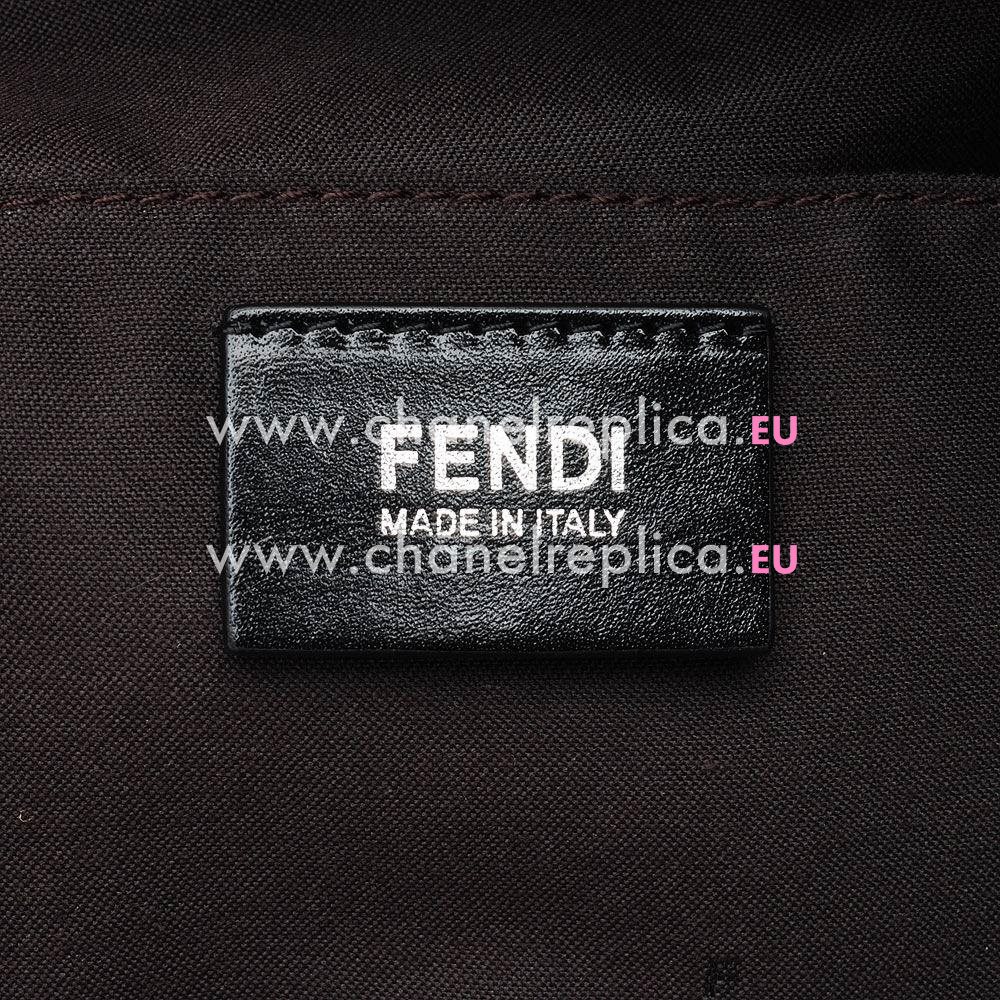 Fendi Classic FF Logo PVC Zipper Handle Bag Black F6120723