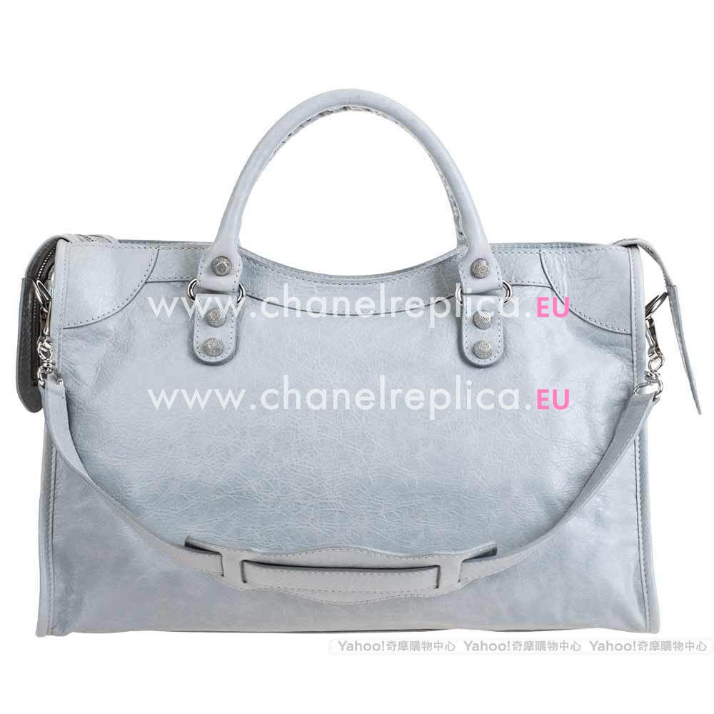 Balenciage City Lambskin Silvery hardware Classic Bag Light Gray B4485412