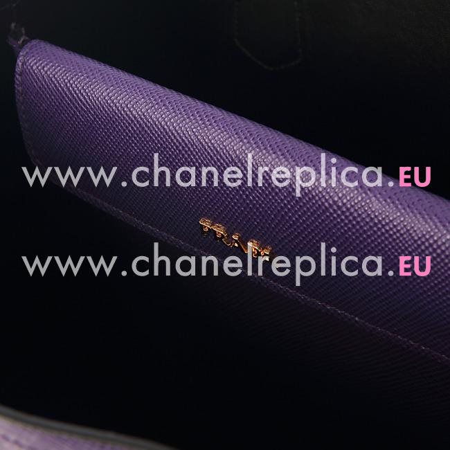 Prada Saffiano Cuir Small Double Tote Bag Purple BN2775-2A4A-F0030