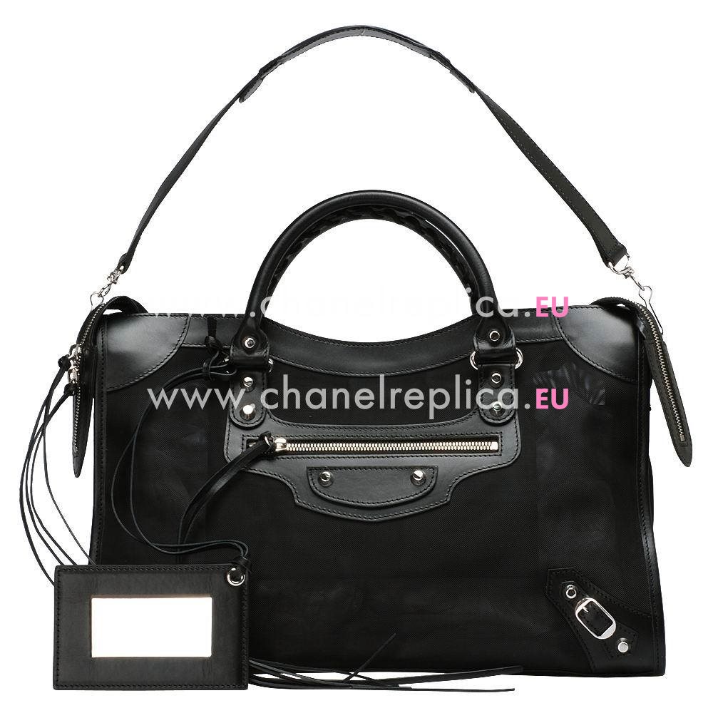 Balenciage City Lambskin Silvery hardware Classic Bag Black B2055009