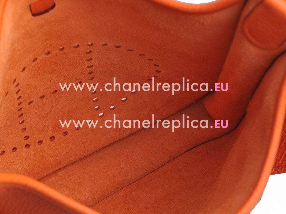 Hermes Togo Leather Evelyne Bag Palladium Hardware Orange H056277CK