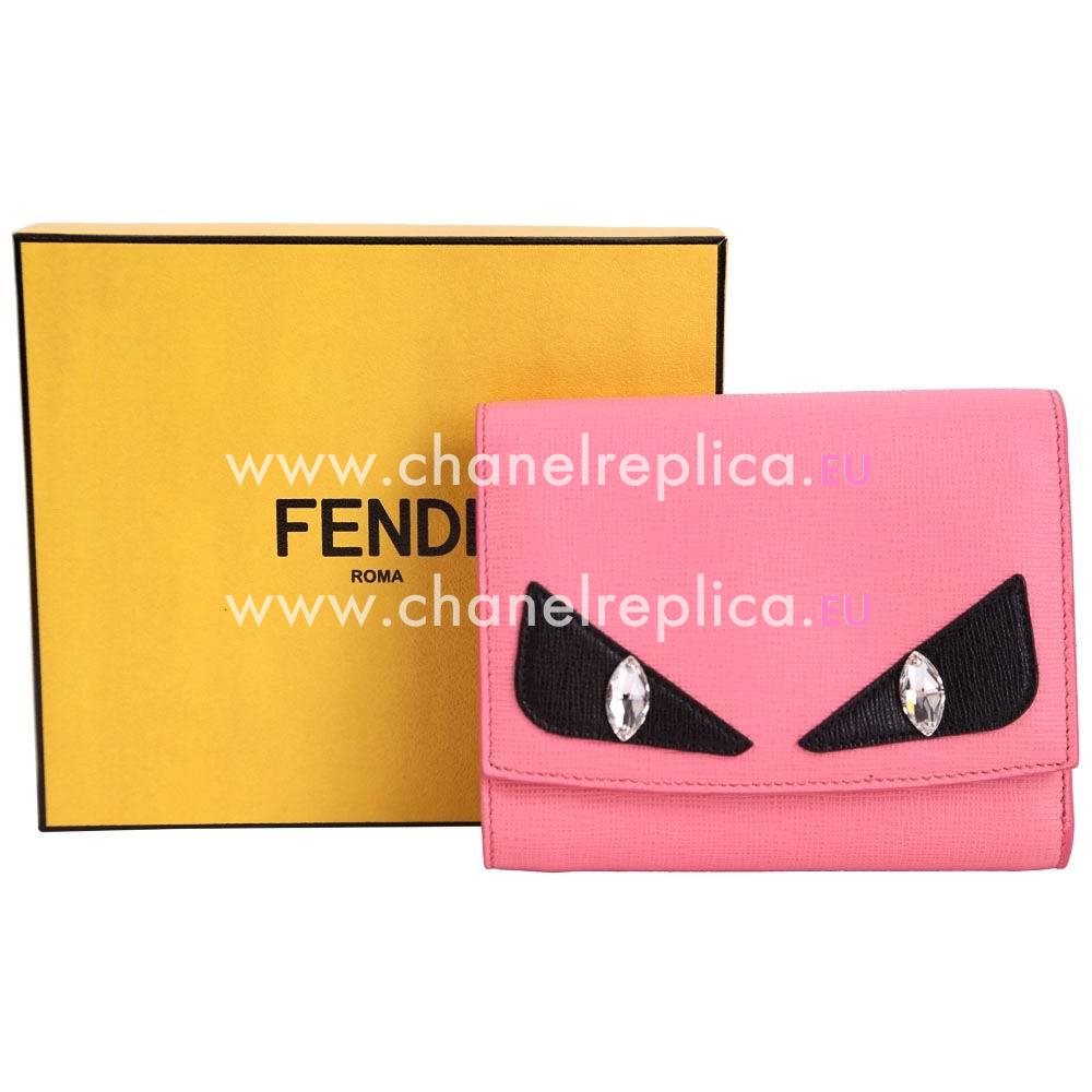 FENDI Monster Eye Cowhide Leather Wallets Pink F1548715