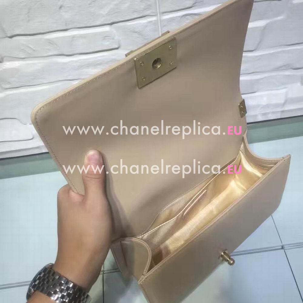CHANEL Boy V Lines Cuprum Hardware Spain Baby Calfskin Bag in Skin Color C7032201
