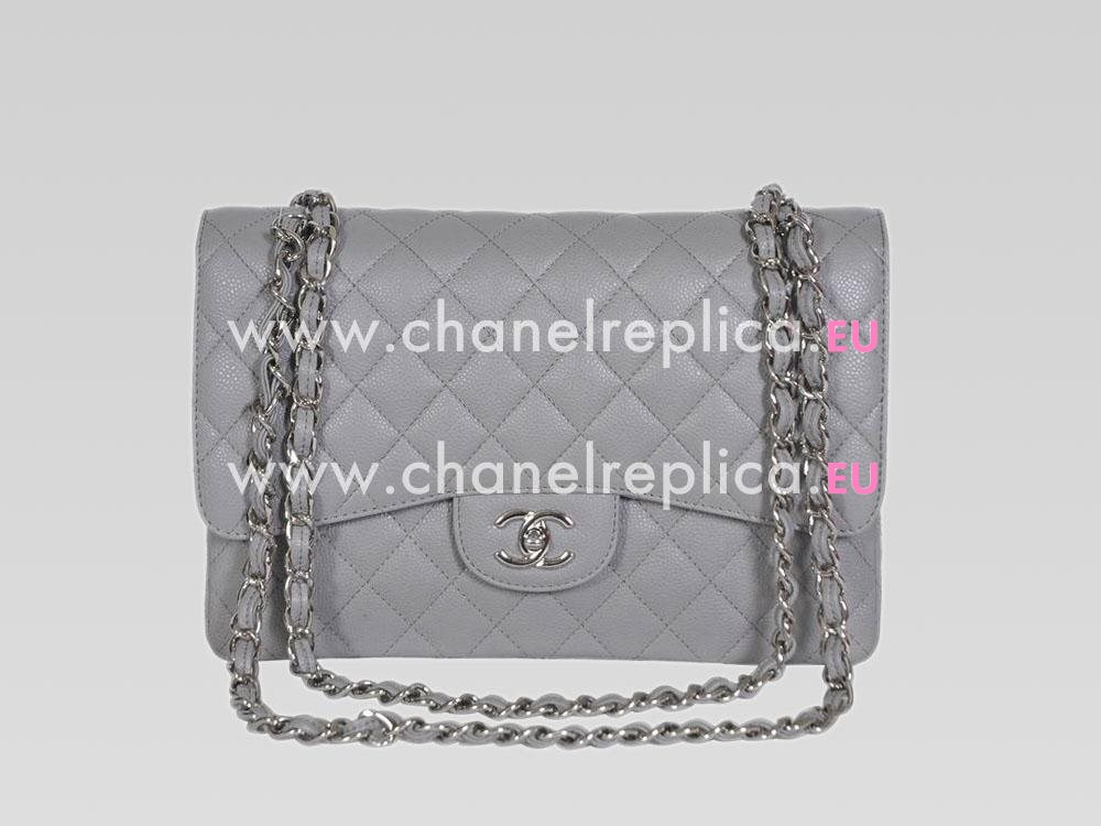 Chanel Caviar Jumbo Double Flap Bag Gray(Silver) A58600GLR