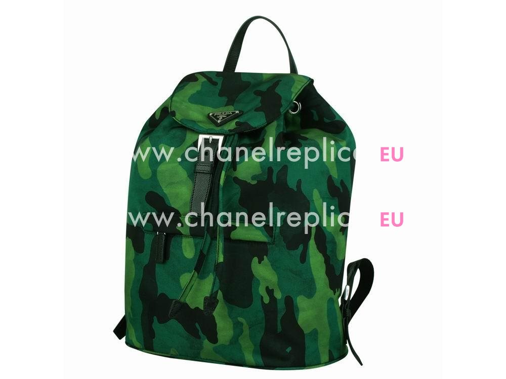 Prada Classic Triangle Logo Nylon Camouflage Backpack Green PR55530