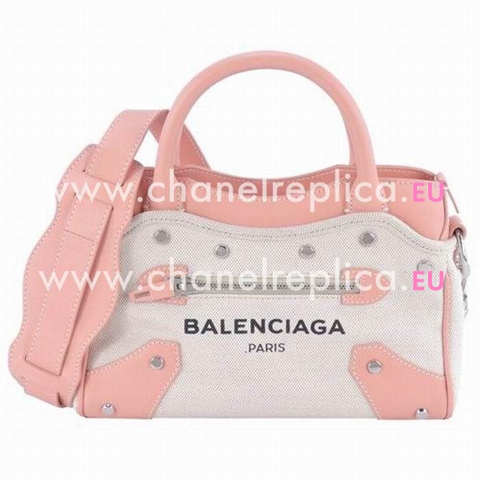 Balenciaga Navy Canvas Mini Bag Beige Pink B6112206