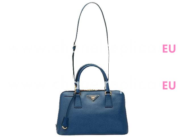 Prada Lux Saffiano Classic Triangle Logo Cowhide Handle/Shoulder Bag RoyalBlue P415568