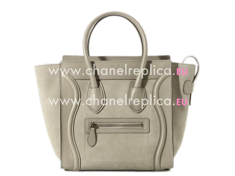 Celine Calfskin/Suede Nano Luggage Micro Mini Bag Gray CE14170