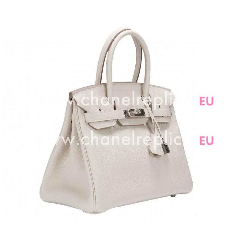 Hermes Birkin 30cm Craie Togo Leather Bag Palladium Hardware H1030CRS