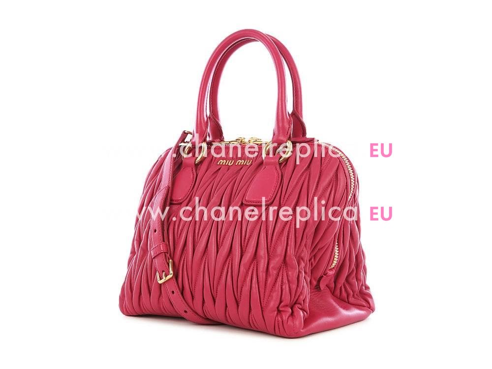 Miu Miu Matelasse Lux Nappa Leather Handbag In Red RL0098