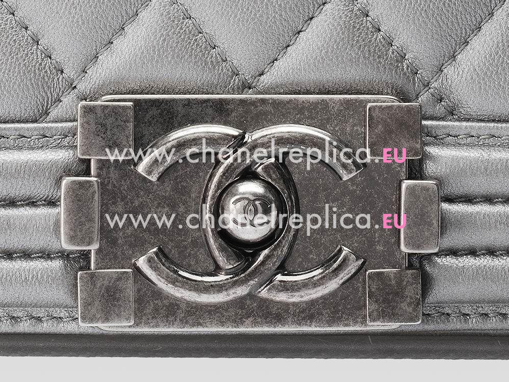 Chanel Boy Mini Lambskin Bag Antique-Silver Hardware Calx A481608