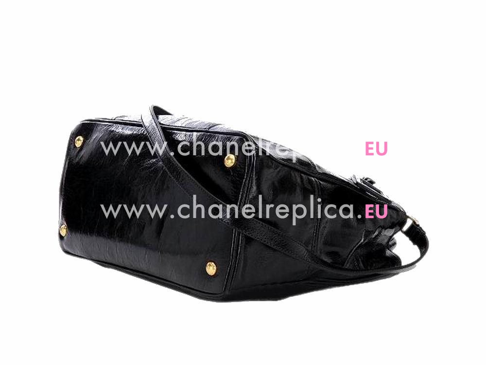 Prada Vitello Shiny Calfskin Triangle Logo Shouldbag Black P415573