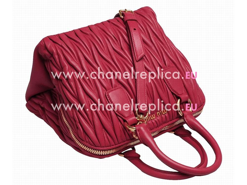 Miu Miu Matelasse Lux Nappa Leather Handbag Peach Roses RL0096