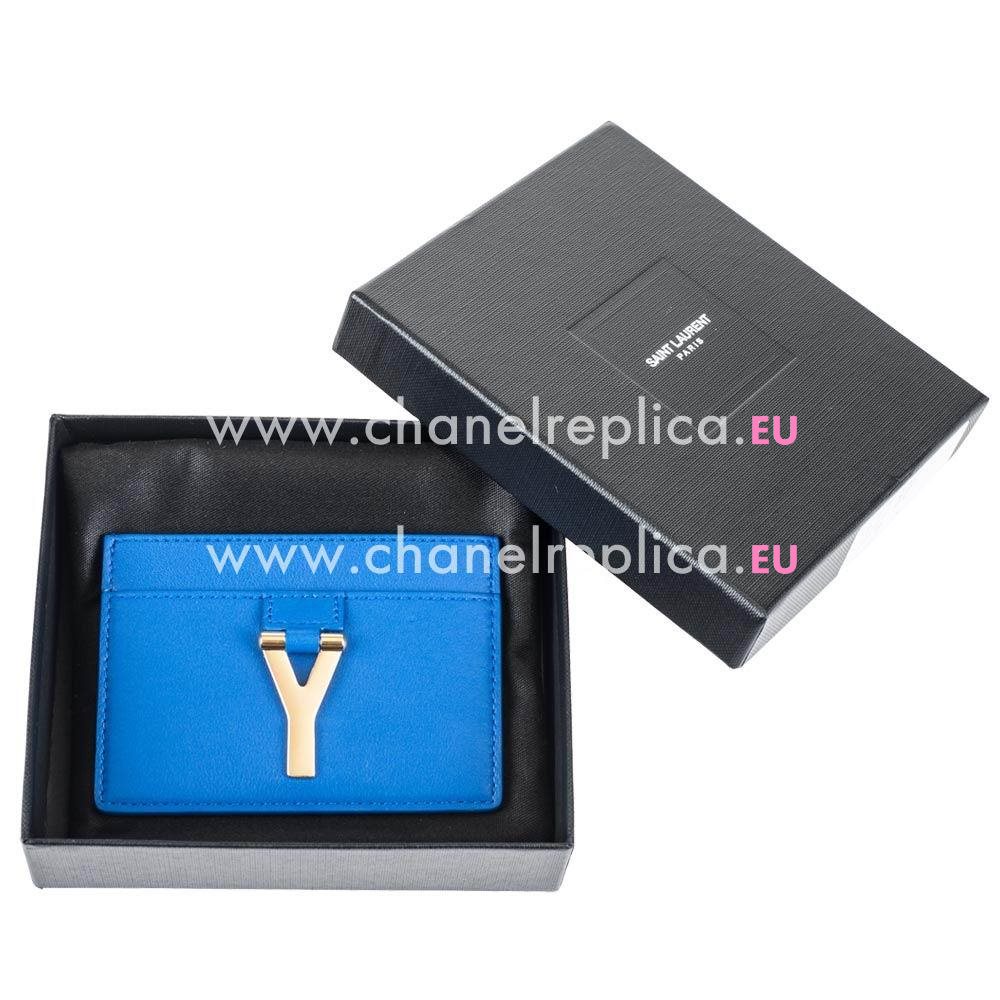 YSL Saint Laurent Paris Caviar Calfskin Y Cardcase In jewelry blue YSL5145581