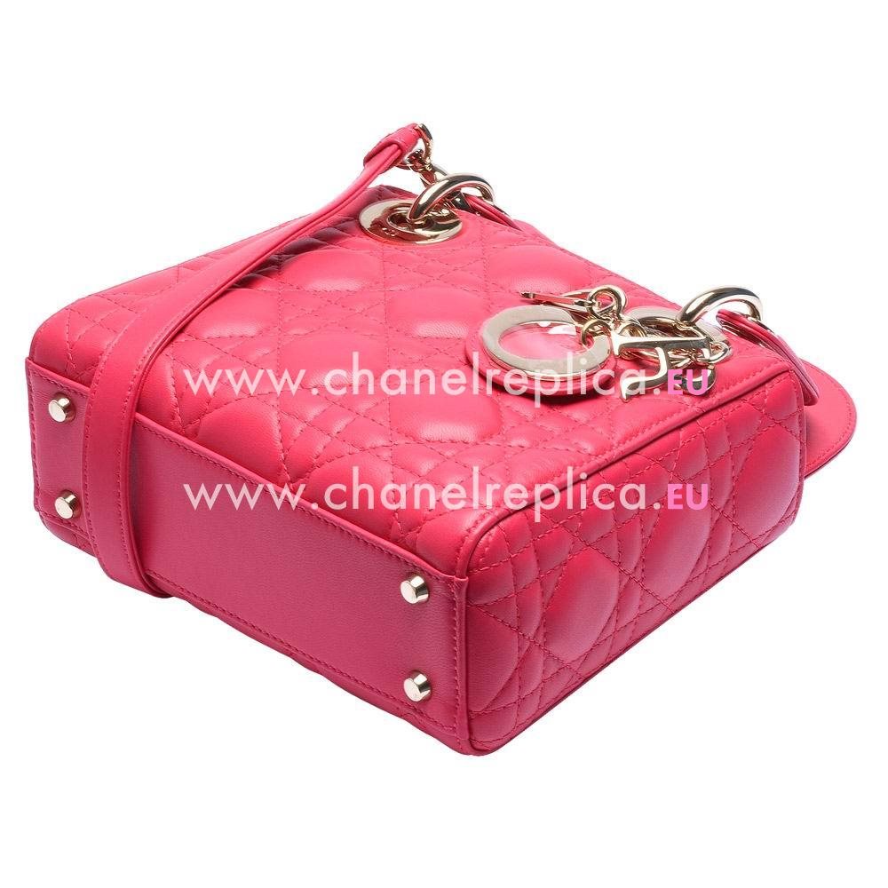 Christian Dior Lady Dior Patent Leather Mini Bag Peach Red DE377477