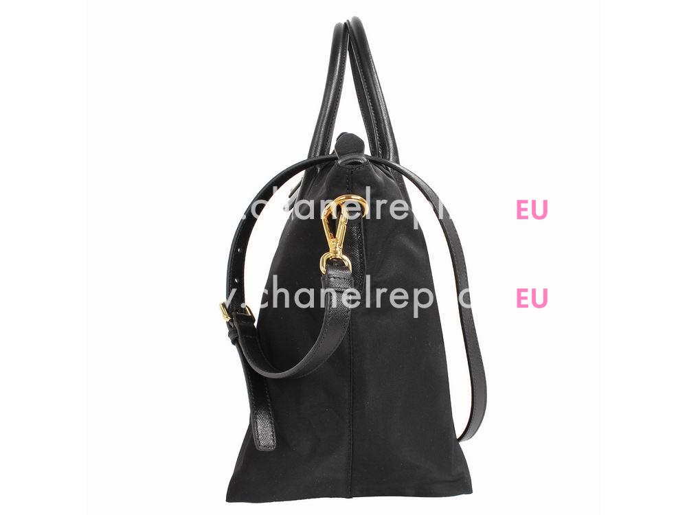 Prada Teaauto Saffian Classic Triangle Logo Nylon Handle/Shoulder Bag Black PBN46722