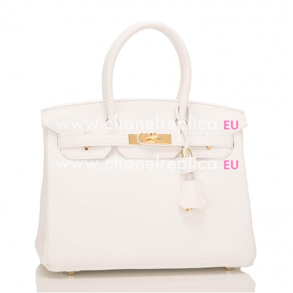 Hermes Birkin 30cm White Clemence Leather With Gold Hardware H1030WBG