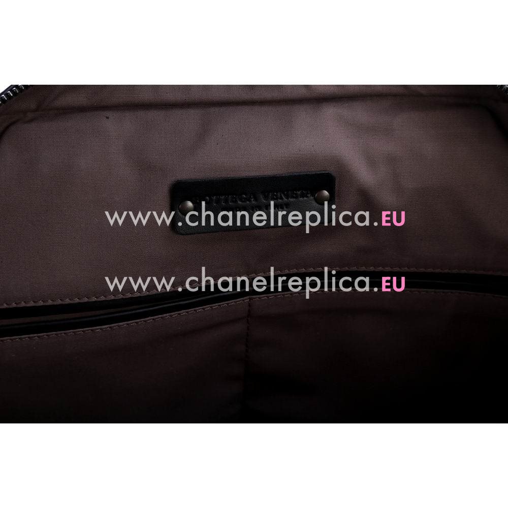 Bottega Veneta Moro Classic Calfskin Leather Woven Briefcase Black B4513699