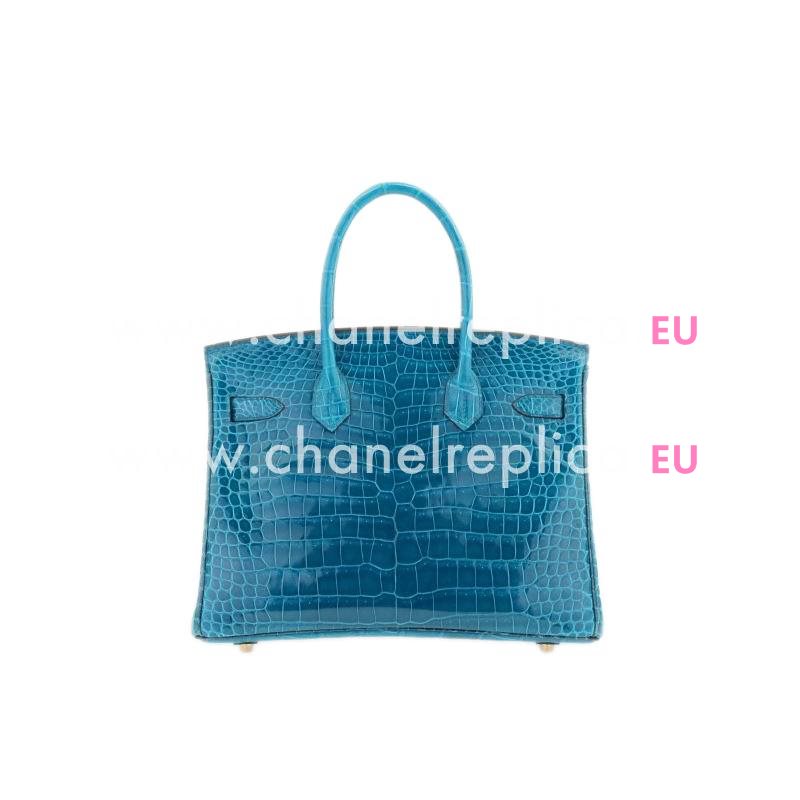 Hermes Birkin 30 Blue Izmir Crocodile Blue Colvert Interior With GHD Hand Sew H1030BIC